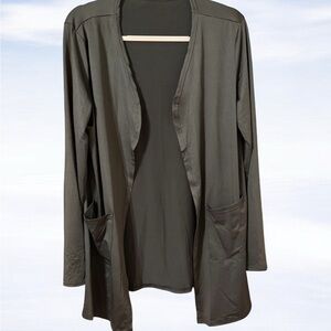 Women's Open Front Sweater - Dark Grey